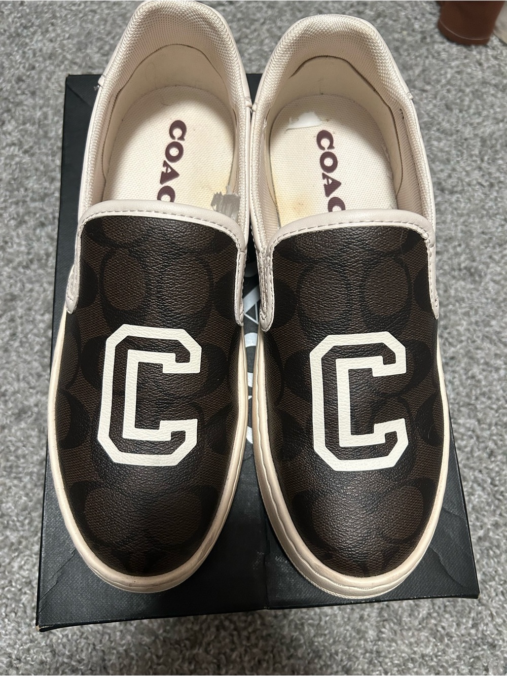 Coach Slip-On Sneakers in Brown/White - Picture 1 of 4